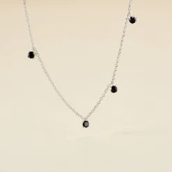 Collier Callias Argent Blanc Oxyde De Zirconium Noir