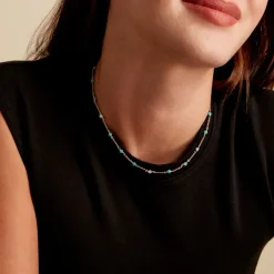 Collier Calliope Plaqué Or Doré Amazonite