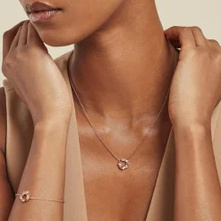 Collier Camelia Argent Rose Oxyde De Zirconium