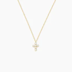 Collier Canice Croix Or Jaune Oxyde De Zirconium