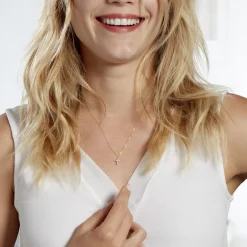 Collier Canice Croix Or Jaune Oxyde De Zirconium