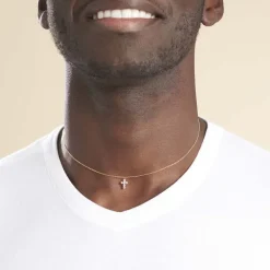 Collier Canice Croix Or Jaune Oxyde De Zirconium