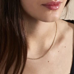 Collier Capucin Or Jaune Maille Marine Plate