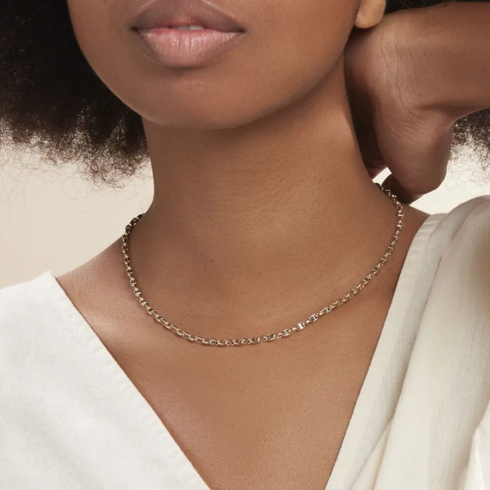 Collier Carlo Or Bicolore Maille Marine Ronde