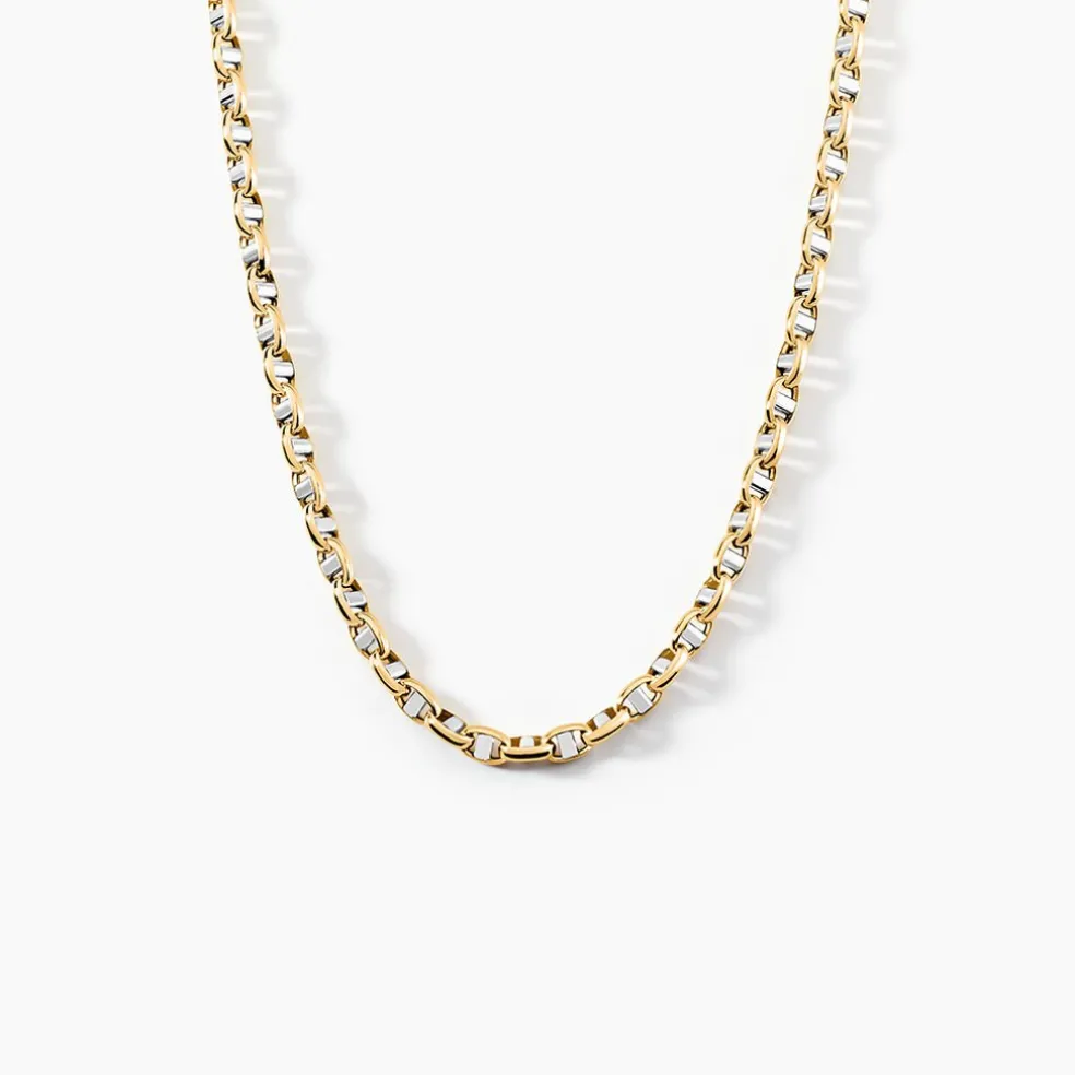 Collier Carlo Or Bicolore Maille Marine Ronde