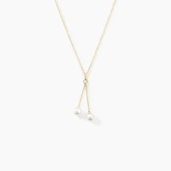 Collier Carrine 2 Fils Or Jaune Perle De Culture