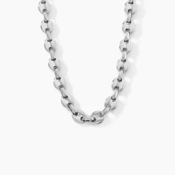 Collier Carrus Maille Grain De Cafe Argent Blanc