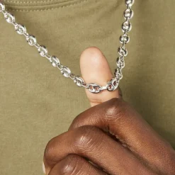 Collier Carrus Maille Grain De Cafe Argent Blanc