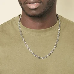 Collier Carrus Maille Grain De Cafe Argent Blanc