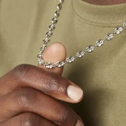 Collier Carrus Maille Grain De Cafe Argent Blanc