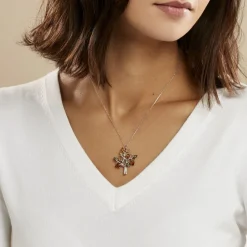 Collier Chahida Argent Blanc Ambre