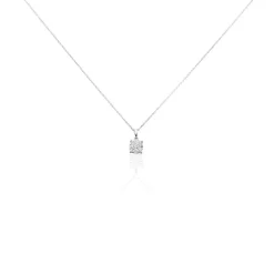 Collier Charlene Or Blanc Diamant Synthetique