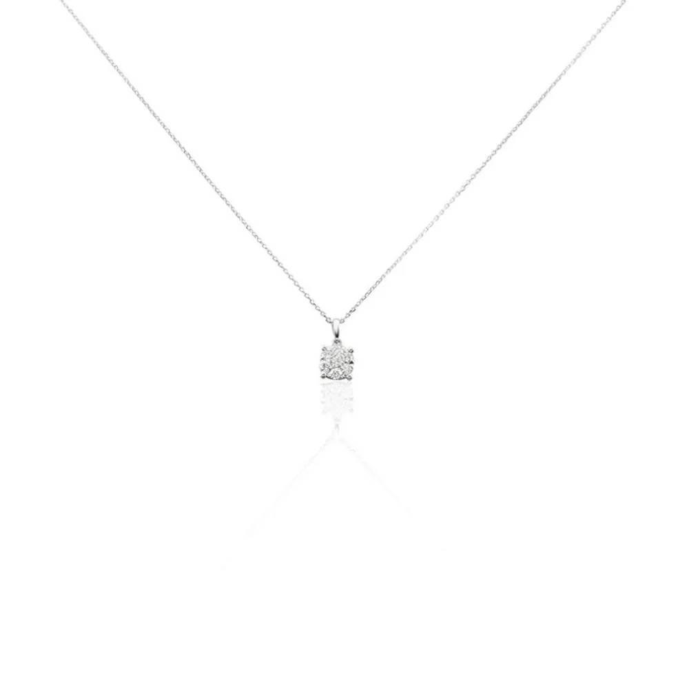 Collier Charlene Or Blanc Diamant Synthetique