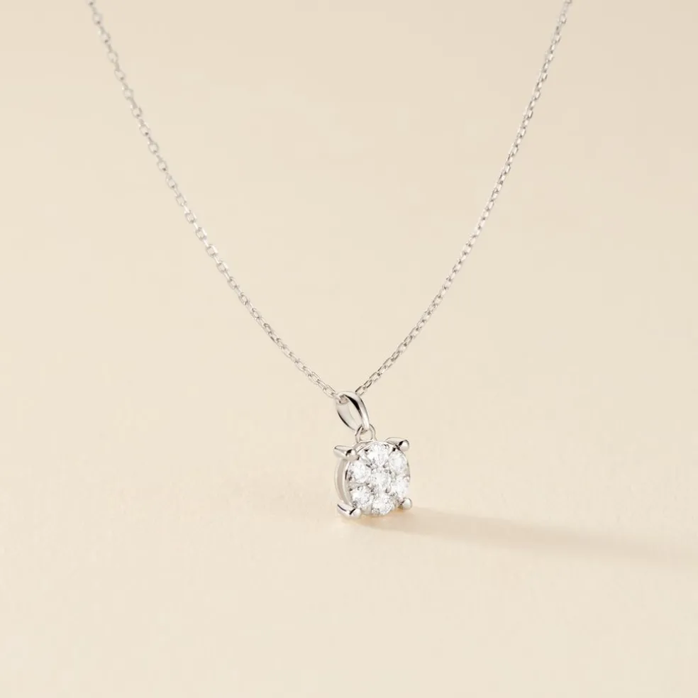 Collier Charlene Or Blanc Diamant Synthetique