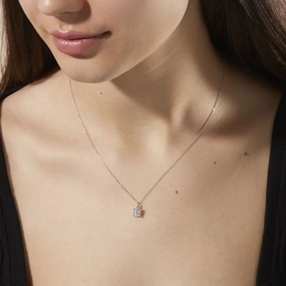 Collier Charlene Or Blanc Diamant Synthetique