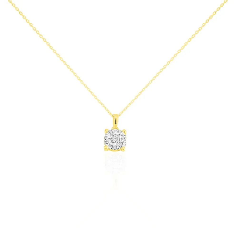 Collier Charlene Or Jaune Diamant Synthetique