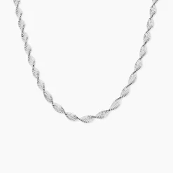 Collier Ciana Torsade Diamante Argent Blanc