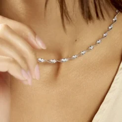Collier Ciana Torsade Diamante Argent Blanc