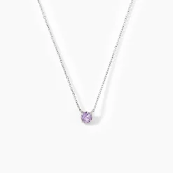 Collier Clair Or Blanc Amethyste
