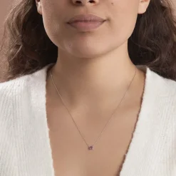 Collier Clair Or Blanc Amethyste