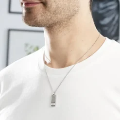 Collier Clement Acier Blanc Oxyde De Zirconium