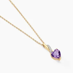 Collier Clothilde Or Jaune Amethyste Et Oxyde De Zirconium