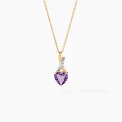 Collier Clothilde Or Jaune Amethyste Et Oxyde De Zirconium