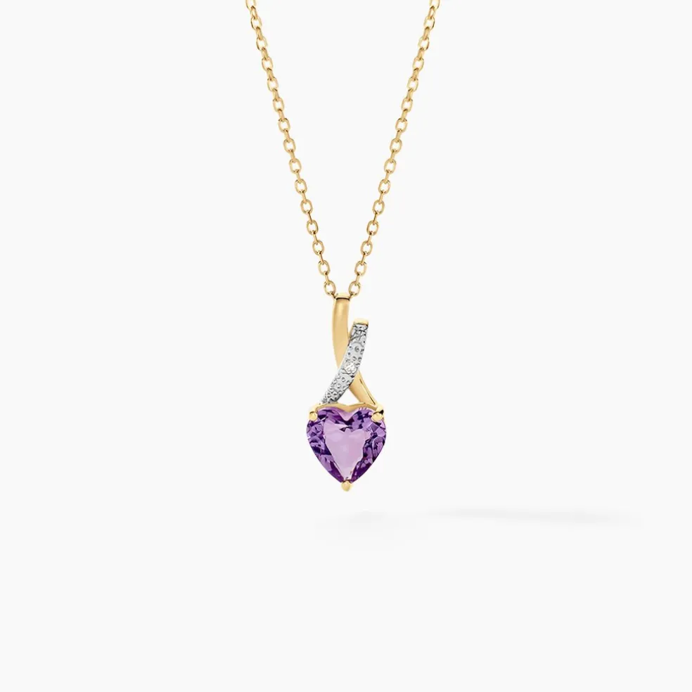 Collier Clothilde Or Jaune Amethyste Et Oxyde De Zirconium