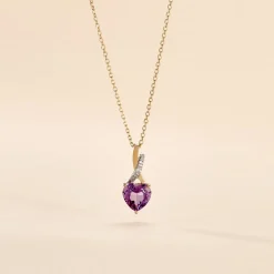 Collier Clothilde Or Jaune Amethyste Et Oxyde De Zirconium