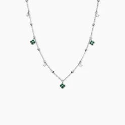 Collier Clova Argent Blanc Oxyde De Zirconium Pierre De Synthese