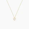 Collier Coeur Serti Clos Or Jaune Oxyde De Zirconium