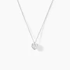Collier Coeur Serti Clos Or Blanc Oxyde De Zirconium