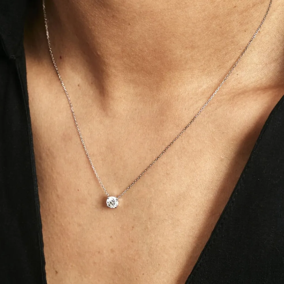 Collier Collection Aphrodite Or Blanc Diamant Synthetique