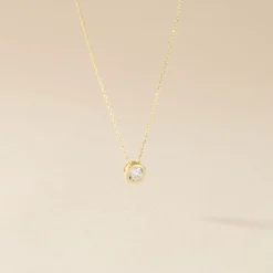 Collier Columbine Or Jaune Oxyde De Zirconium Blanc