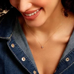 Collier Columbine Or Jaune Oxyde De Zirconium Blanc