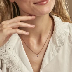 Collier Constantin Argent Rose Oxyde De Zirconium