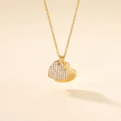 Collier Corazon Plaqué Or Jaune Oxyde De Zirconium