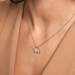 Collier Corazon Plaqué Or Jaune Oxyde De Zirconium