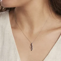 Collier Courbes Or Blanc Diamant