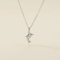 Collier Court Argent Blanc Giullia Motif Oxyde De Zirconium