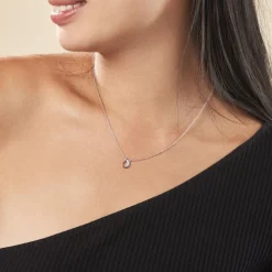 Collier Court Argent Blanc Sylvan Oxyde De Zirconium