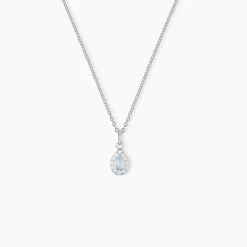 Collier Court Argent Blanc Tania Oxyde De Zirconium