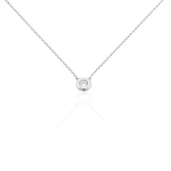 Collier Court Argent Blanc Laureano Oxyde De Zirconium