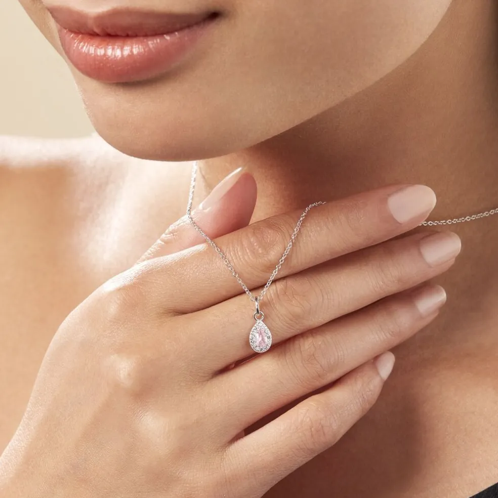 Collier Court Argent Blanc Tania Oxyde De Zirconium