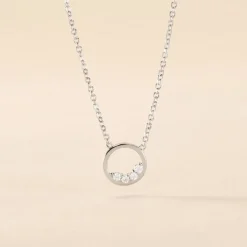Collier Court Argent Blanc Vivence Oxyde De Zirconium