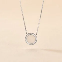 Collier Court Argent Blanc Nawala Oxyde De Zirconium