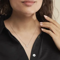 Collier Court Argent Rose Anne-lise Oxyde De Zirconium