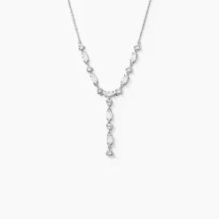 Collier Cravate Argent Blanc Shiny Nights Oxyde De Zirconium