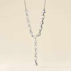 Collier Cravate Argent Blanc Shiny Nights Oxyde De Zirconium