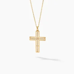 Collier Croix Or Jaune Diamant